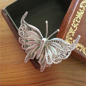 Vintage Filigree Butterfly Brooch 
Sterling Silver